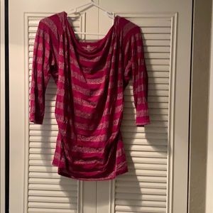 3/4 sleeve pink stripe top